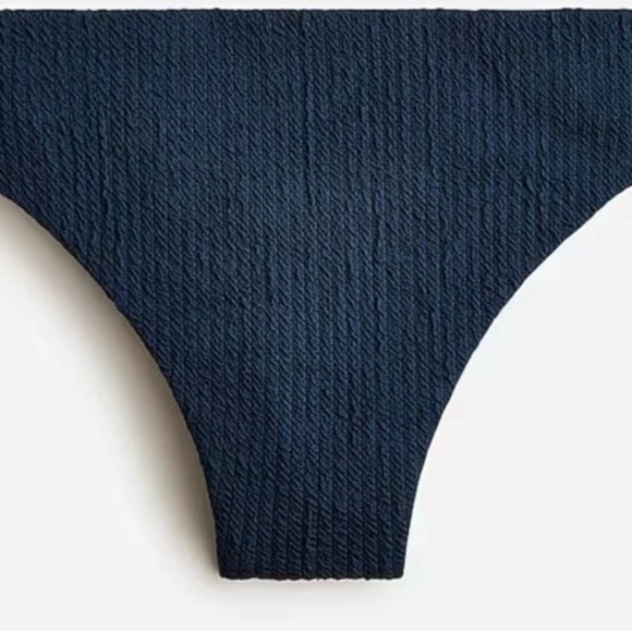NWT J.Crew Midnight Blue Scrunchie Textured Curved Waist Cheeky Bikini Bottom XL - Picture 2 of 15